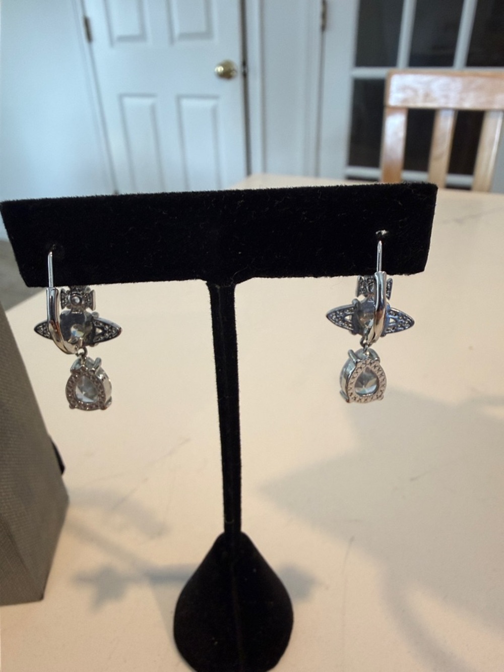 Vivienne Westwood Silver Crystal Orb Drop Earrings - Picture 5 of 7